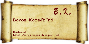 Boros Kocsárd névjegykártya