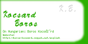 kocsard boros business card